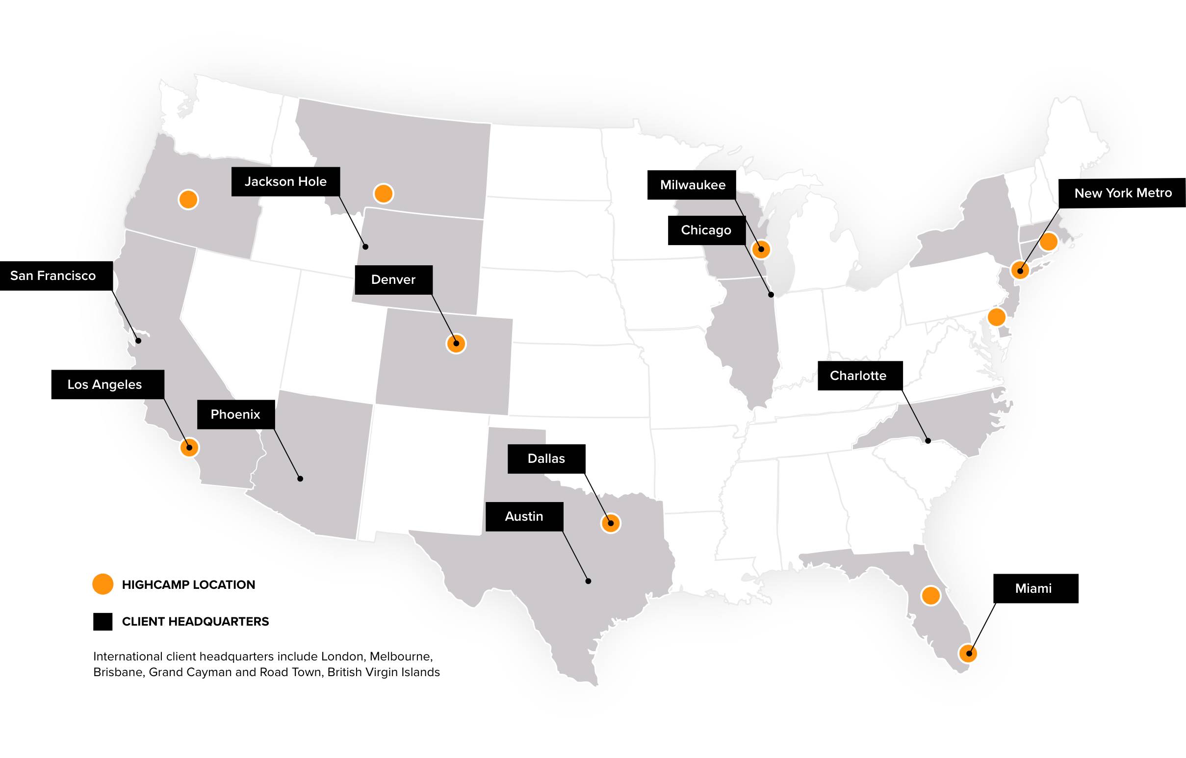 HighCamp Locations Map HighCamp Locations Map