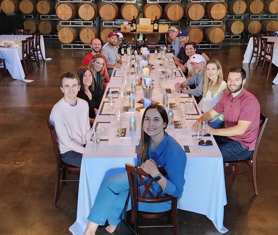 Highcamp Compliance team having lunch at a winery